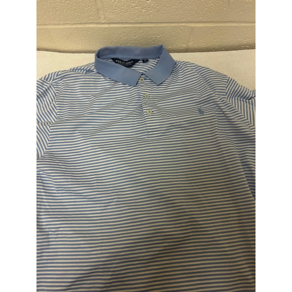 Polo Ralph Lauren Polo Shirt Mens XL Blue White Striped‎ Polo Golf Stretch